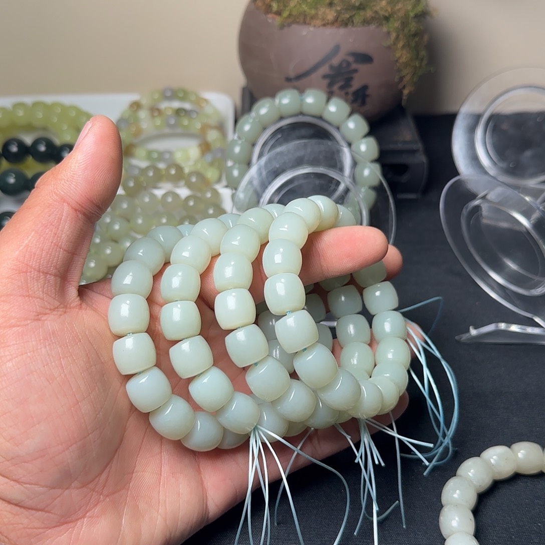 和田玉未镶嵌手串天然且末料青白玉卡3多样性拍一发一