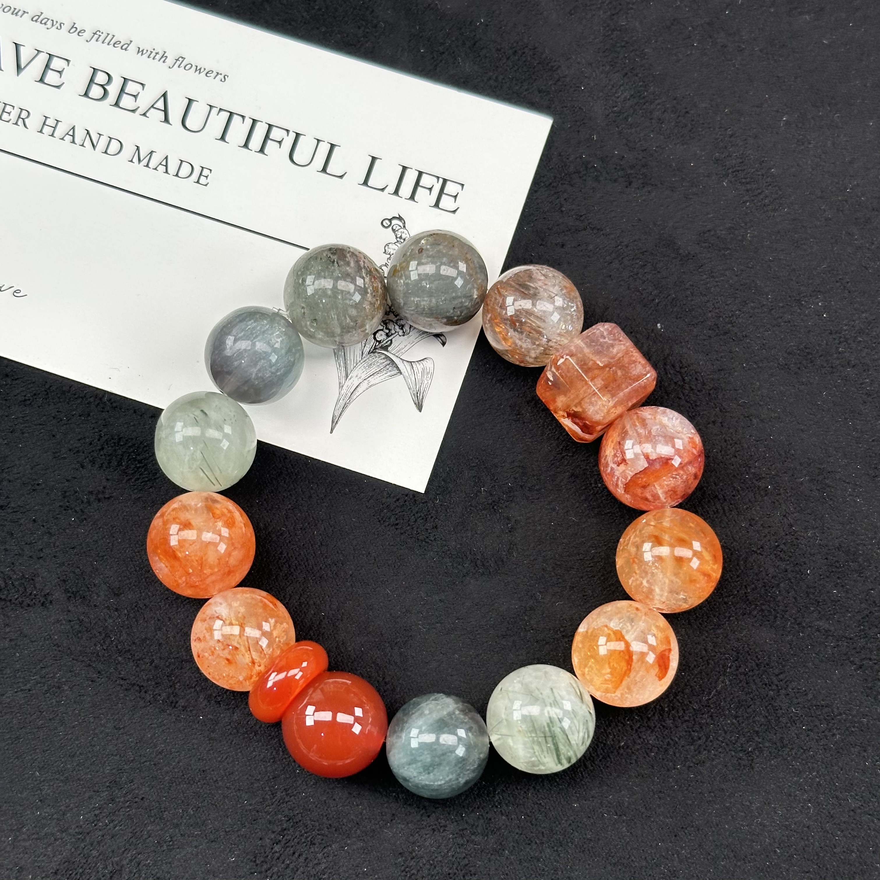 【岸边客】天然红胶花手串【拍两单！是一条价格！】多样性发一W1546