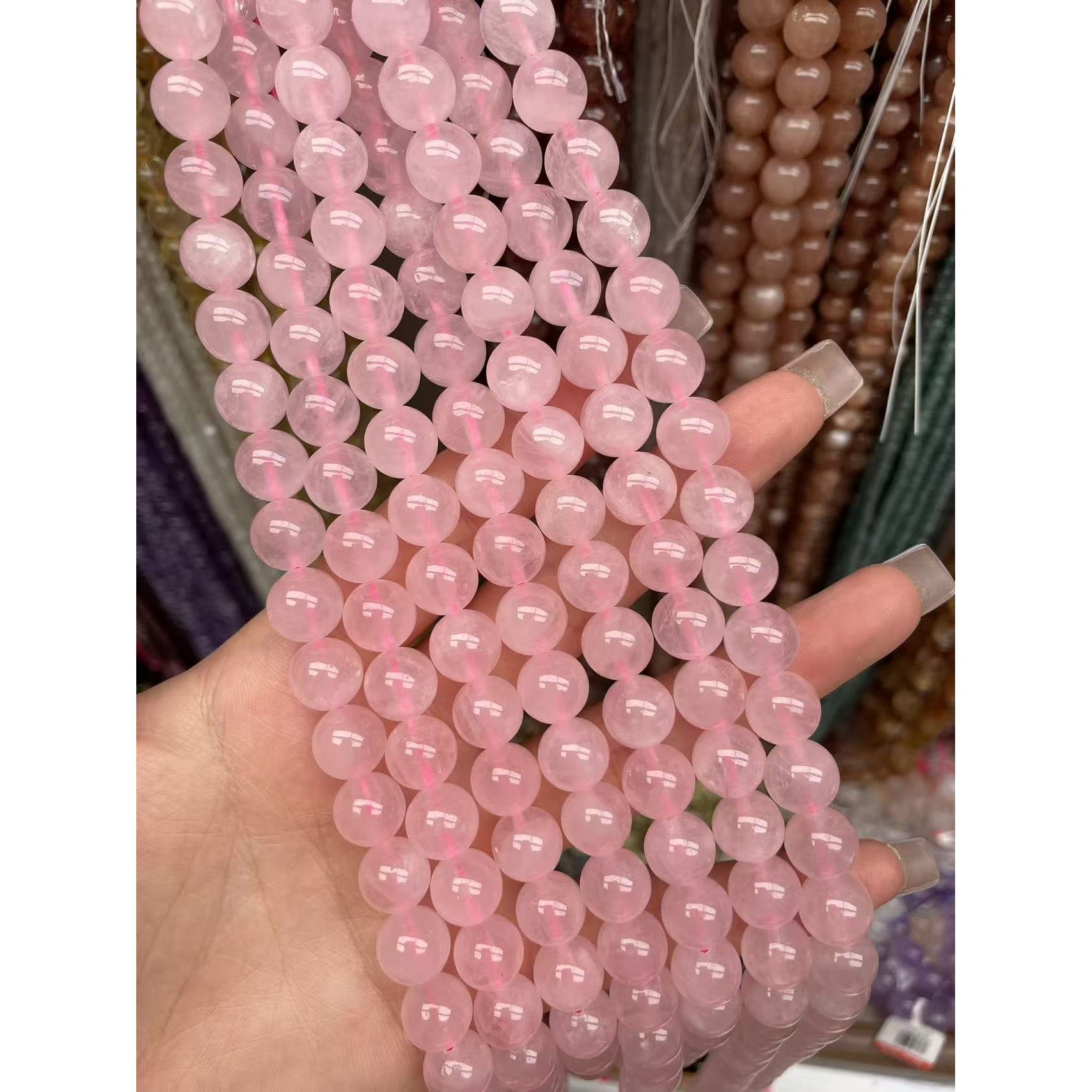 粉晶    珠宝半成品散珠DIY