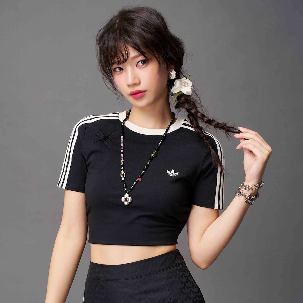 ADIDAS T-SHIRT 新中式露脐抽褶运动短袖T恤 KC5852 KC5851