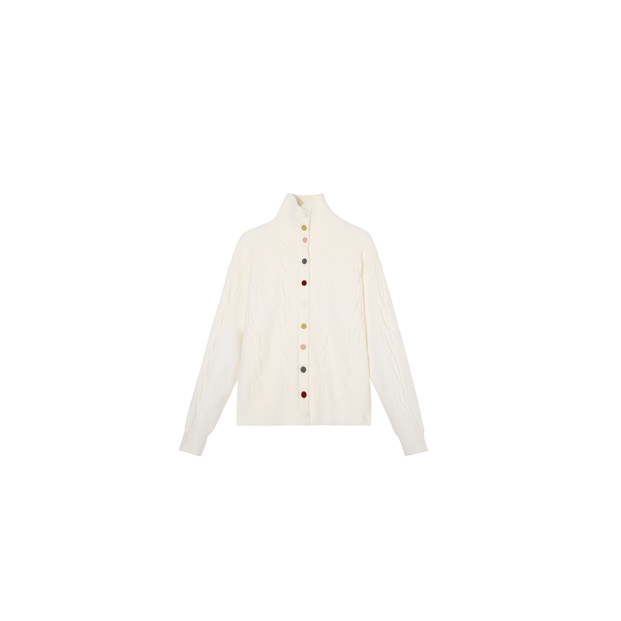 气质彩扣高领简约百搭开衫 K7806