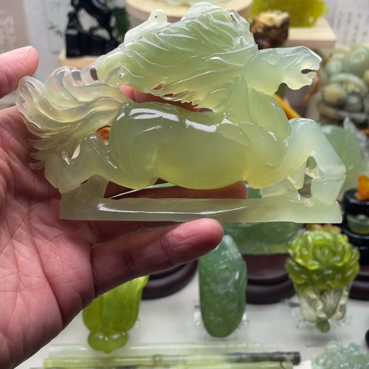 青***合蛇纹石玉未镶嵌四大名玉摆件