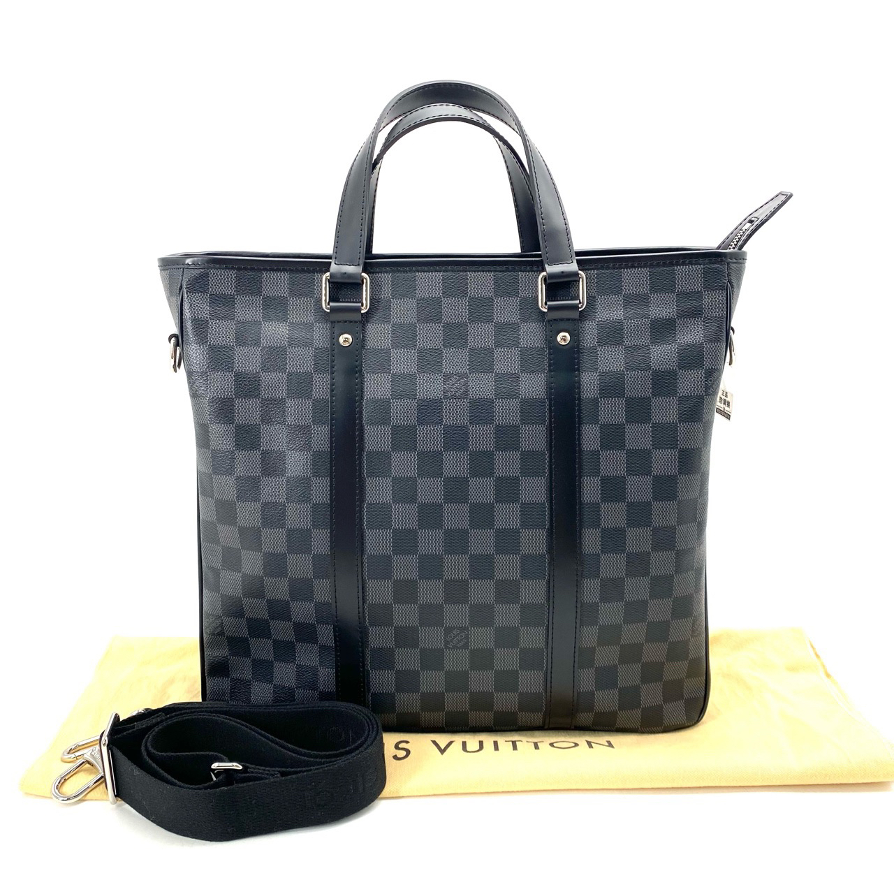 95新 LouisVuitton/路易威登 经典黑棋盘格小号托特包 尺寸35/33 