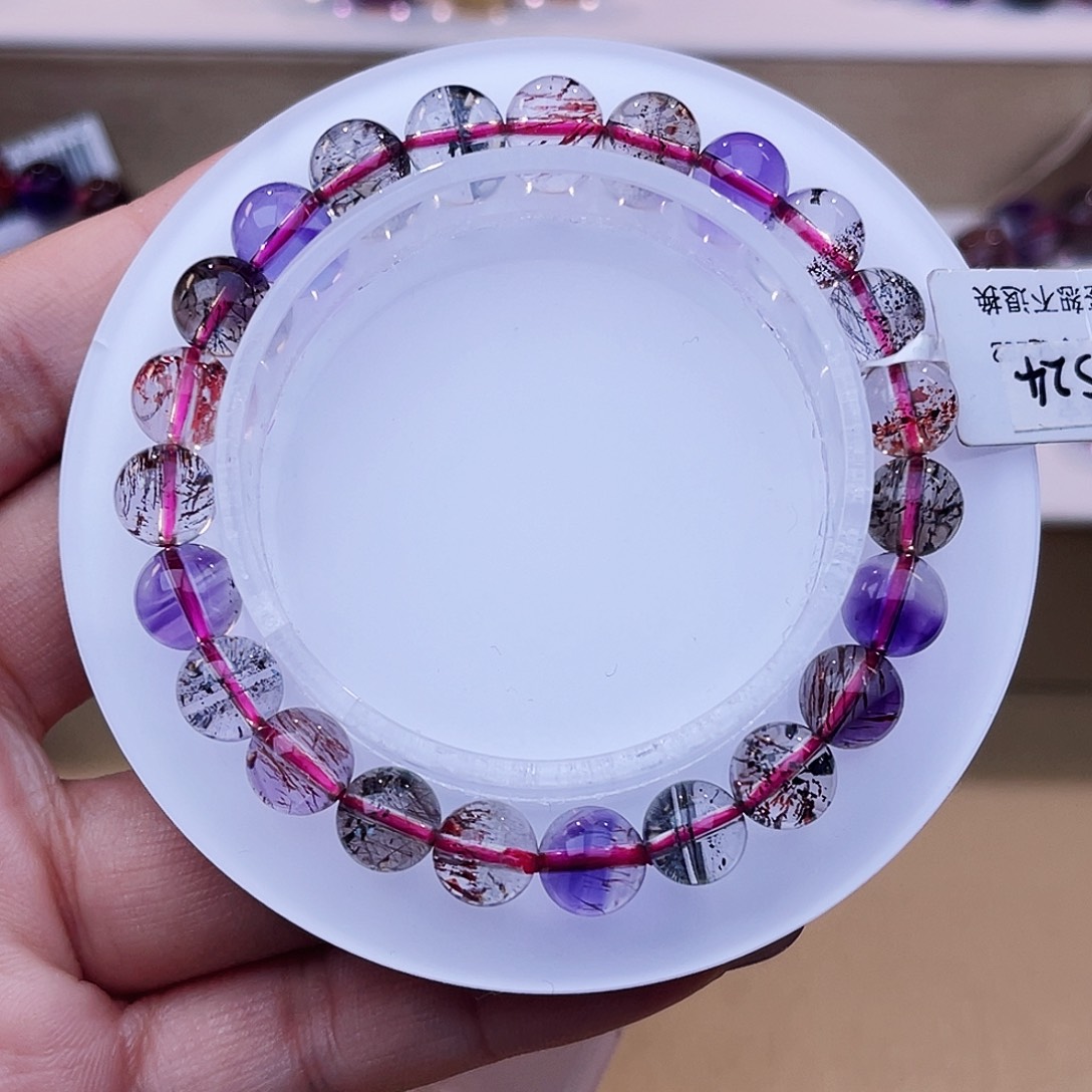 水晶手链未镶嵌黑加仑超七8+m