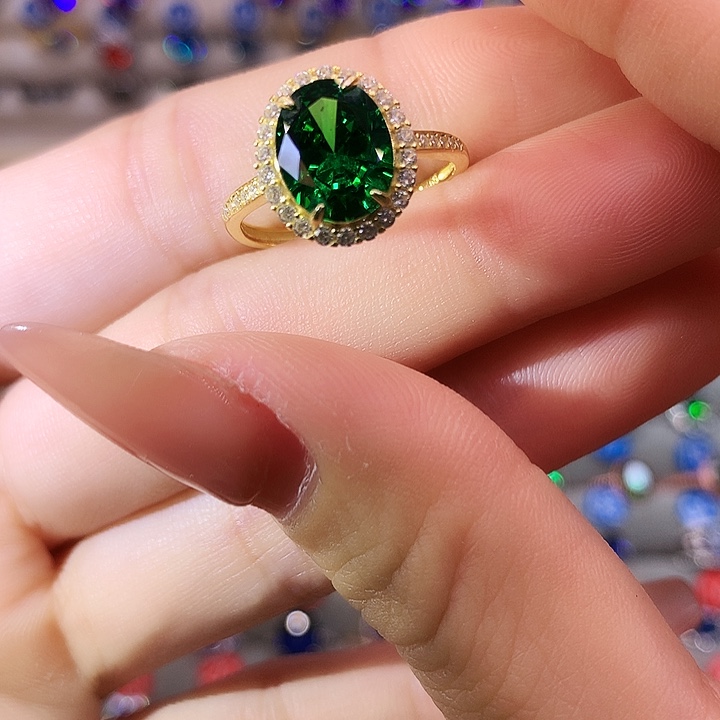 戒指透辉石银S925镶嵌戒指