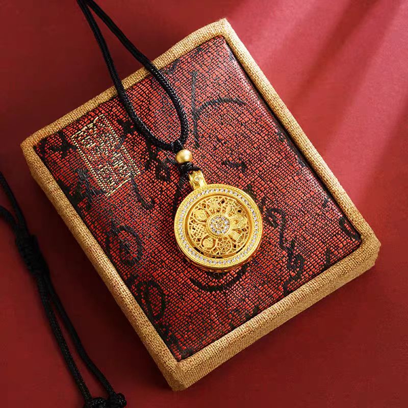 铜合金项链 合金 可旋转八宝罗盘吊坠金店同款绳项链女毛衣链dp04