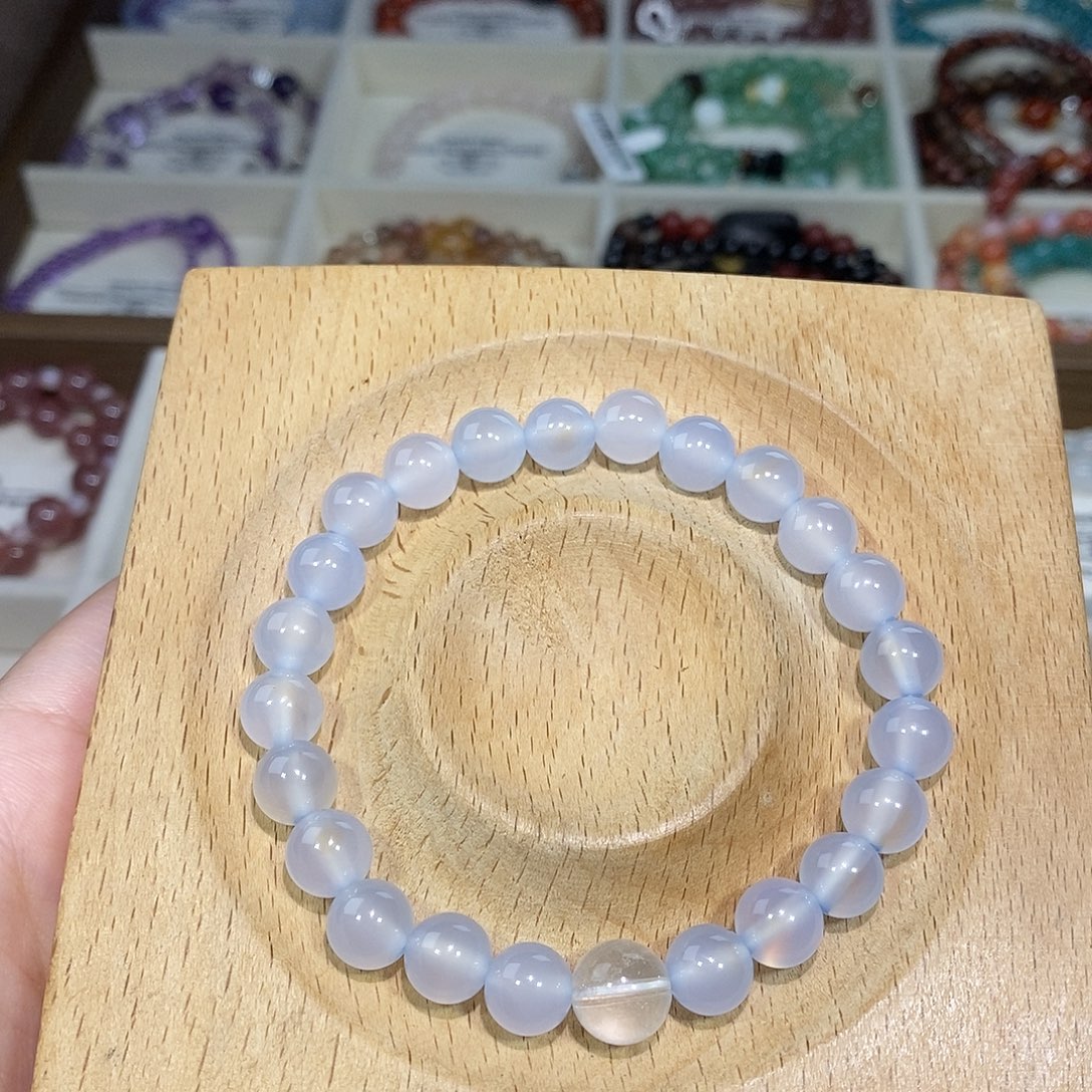 手串合金水晶天然蓝玉髓小清新