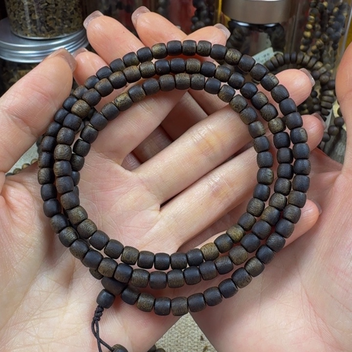.***g手串沉香多圈奇楠沉香精品老料鼓珠