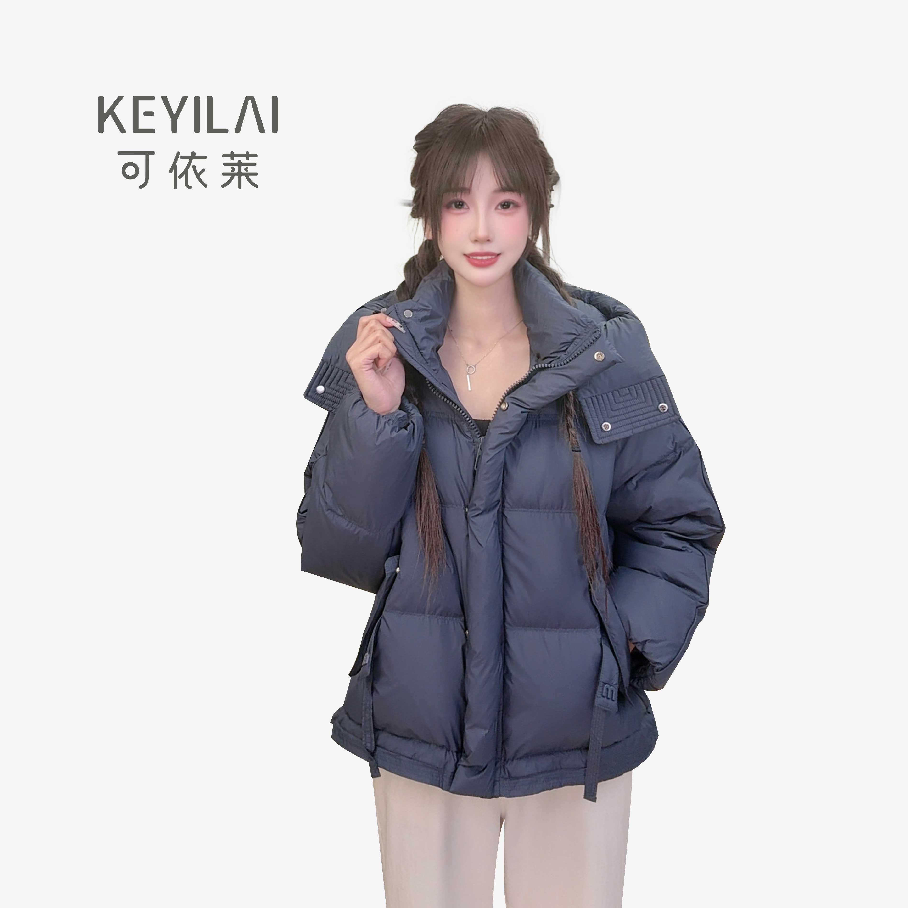 可依莱短款加厚羽绒服女2025百搭连帽直筒时尚外套DY5D1C0389