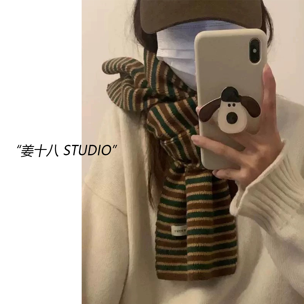 姜十八-「甜夜种种」韩国单！百搭神器保暖拼接色毛线围巾