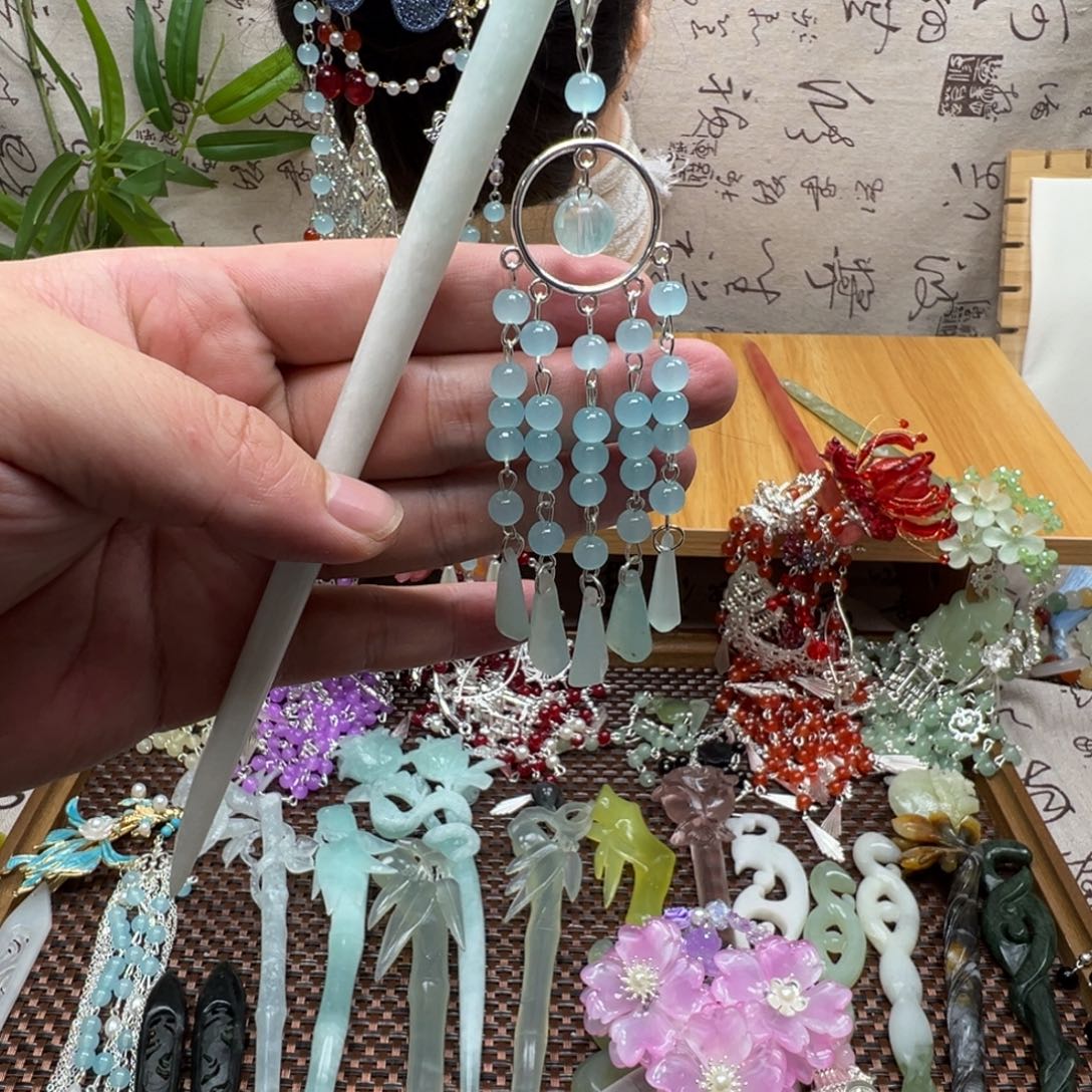 蛇纹石玉合金发饰