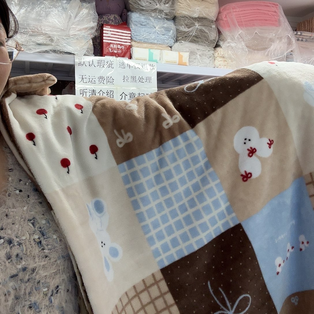 棉单人百福款绒被罩