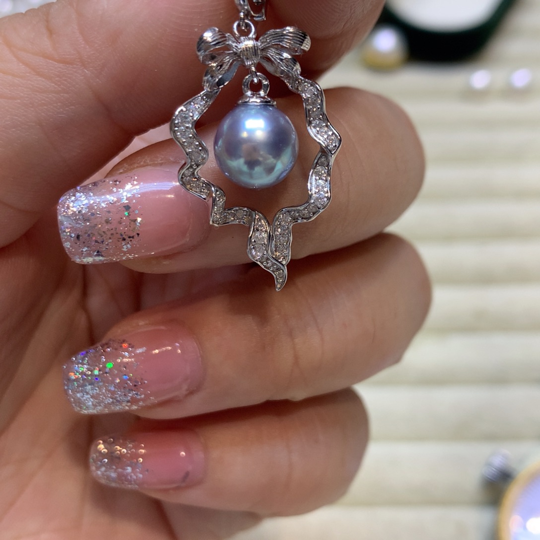 海水珍珠银S925镶嵌颈饰