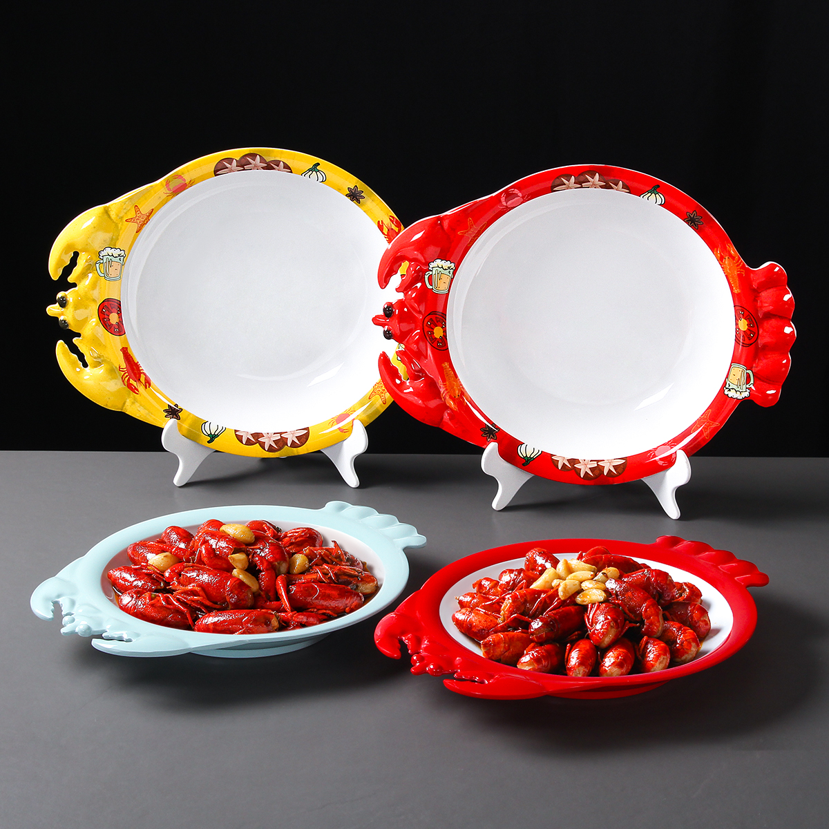祥源美密胺餐具盘子创意烧烤双耳小龙虾摆盘饭店干锅虾蟹煲配菜盘