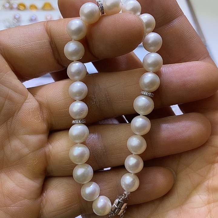 银S925镶嵌淡水珍珠手绳