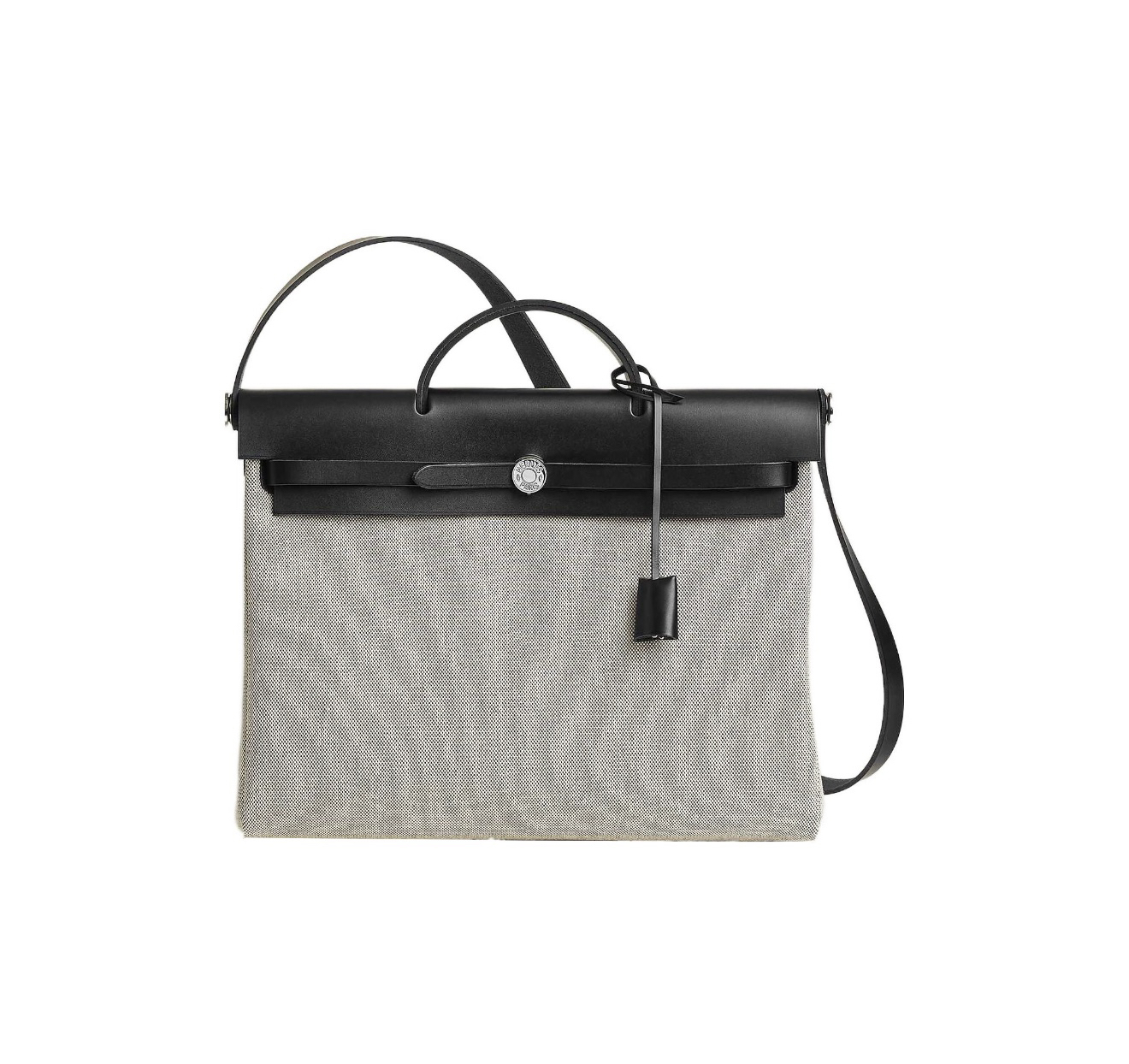 99新 Hermes/爱马仕 herbag39黑白熊猫拼色银扣手提斜挎包 B刻