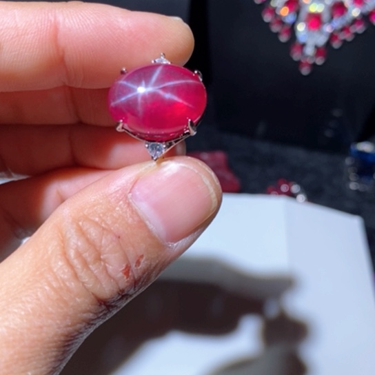 红宝石戒指银S925镶嵌