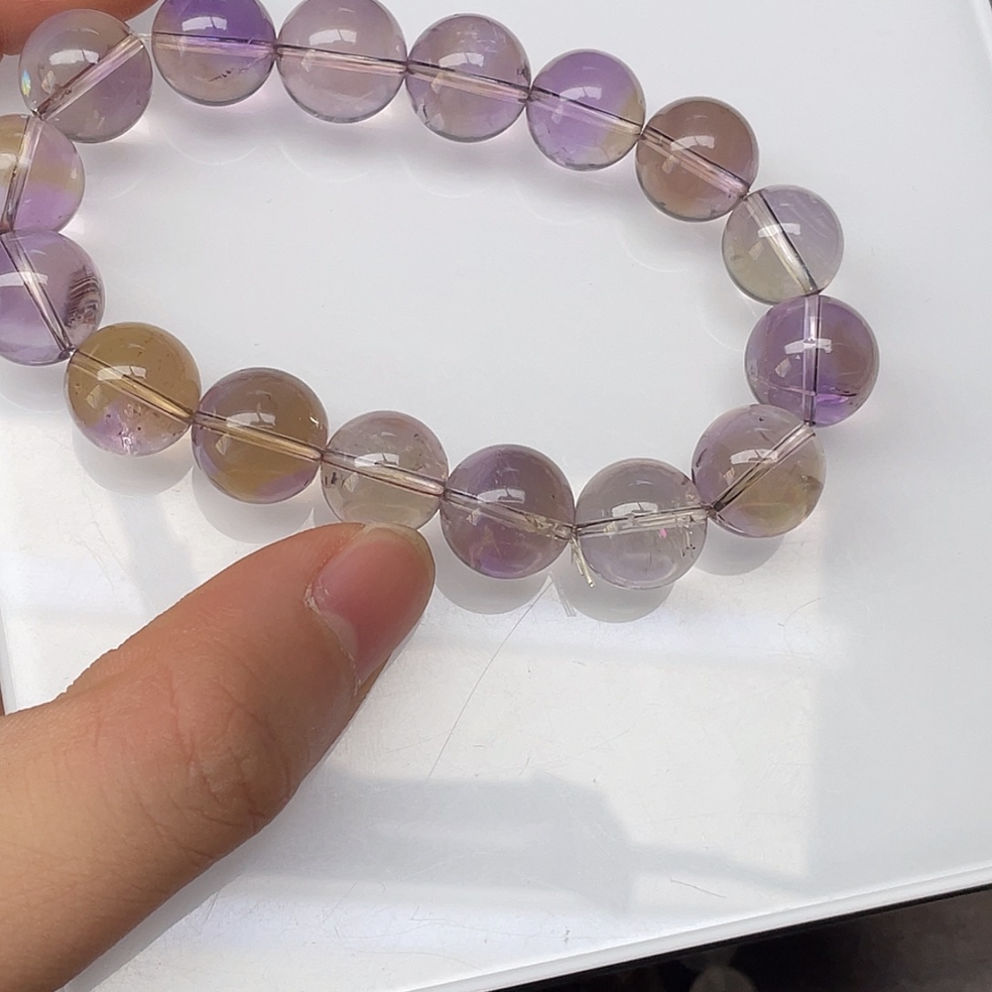 水晶未镶嵌手链紫黄晶13+