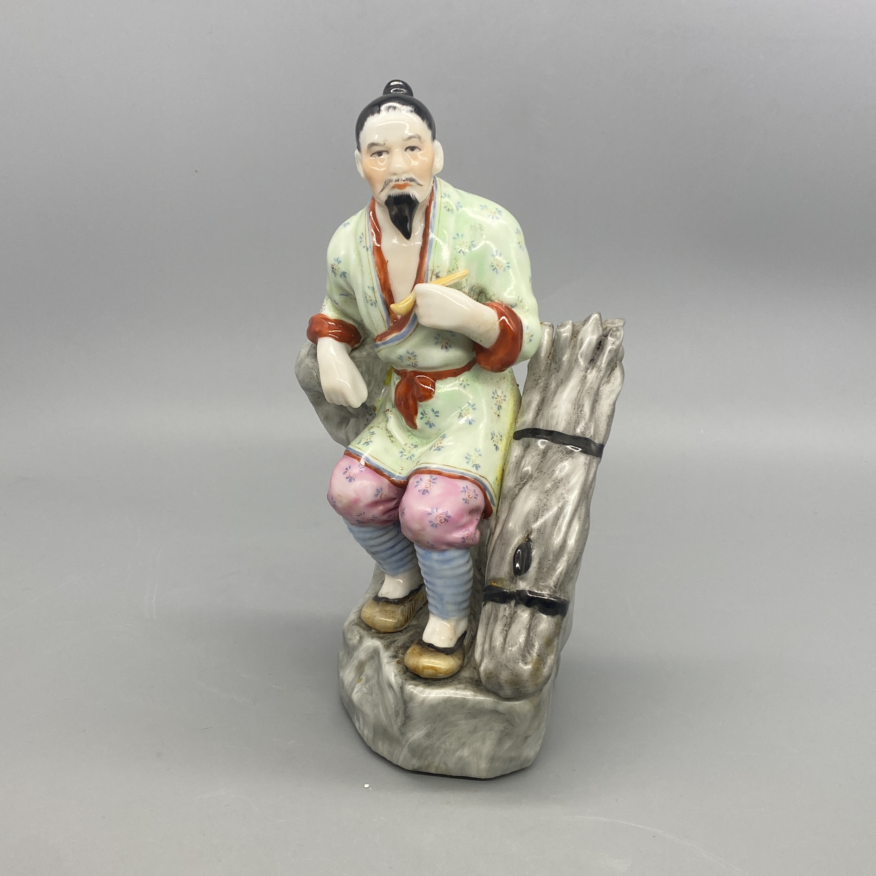 42501105*50年代粉彩雕瓷樵夫/瓷器四/江苏省文物总店