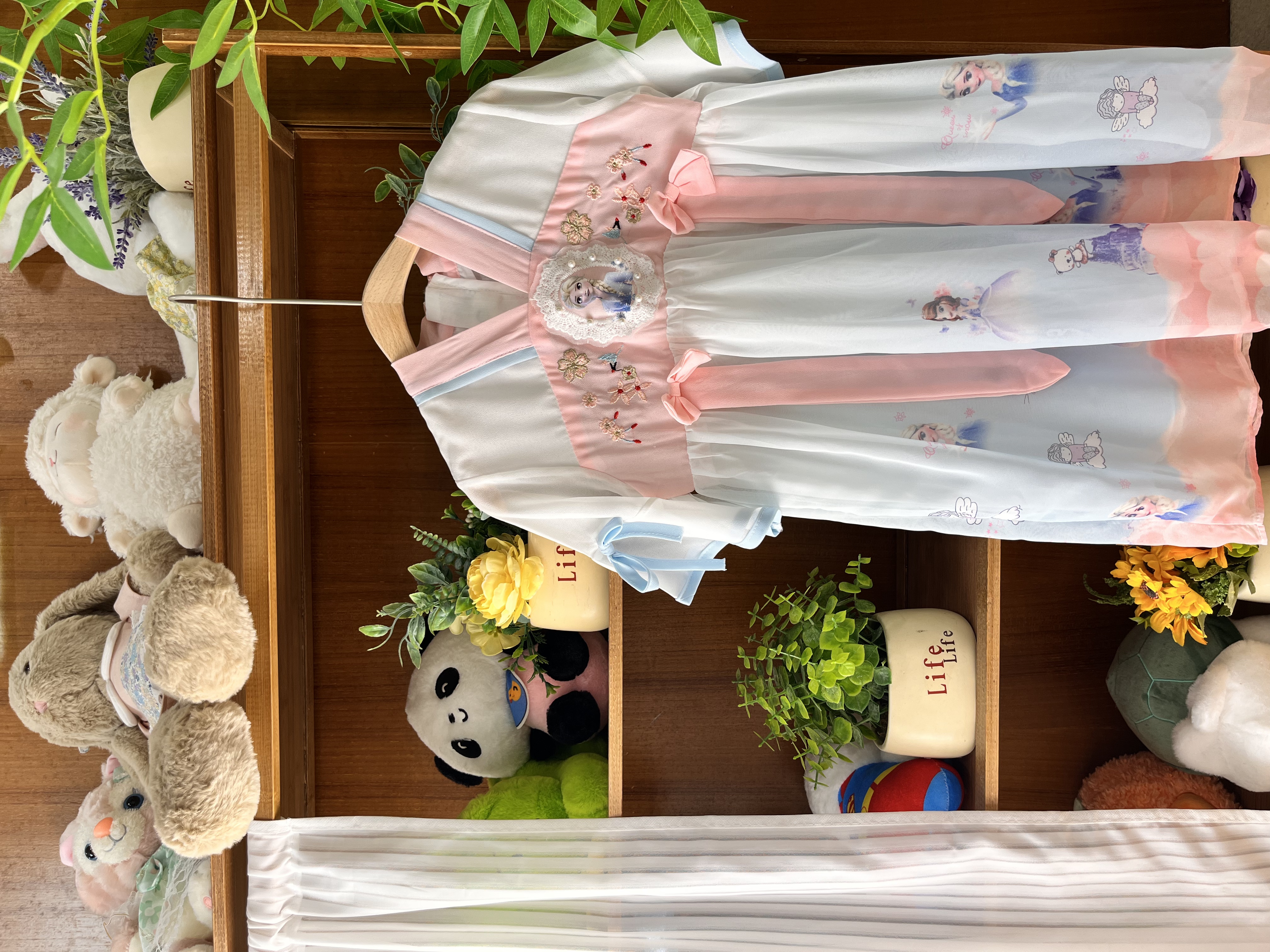 T163夏季L·H·NIAO2025新款汉服女童连衣裙襦裙粉色爱莎裙