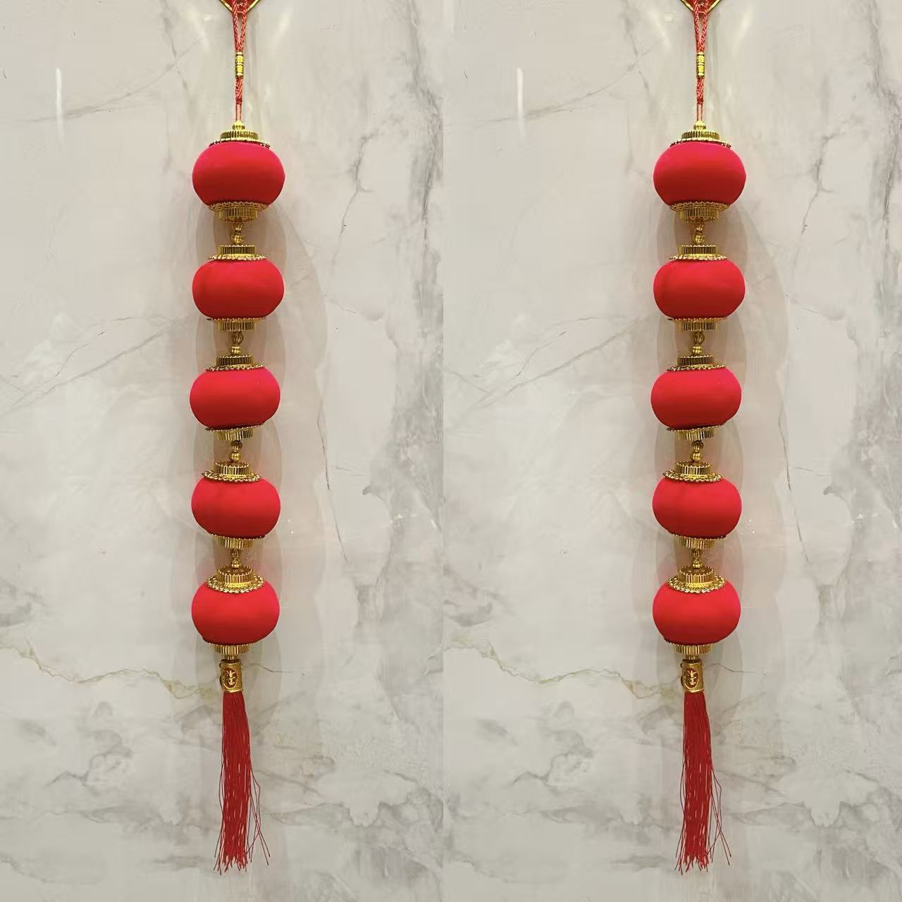 【发两个】绒布串灯笼乔迁新年春节挂件小灯笼挂饰喜庆流苏33
