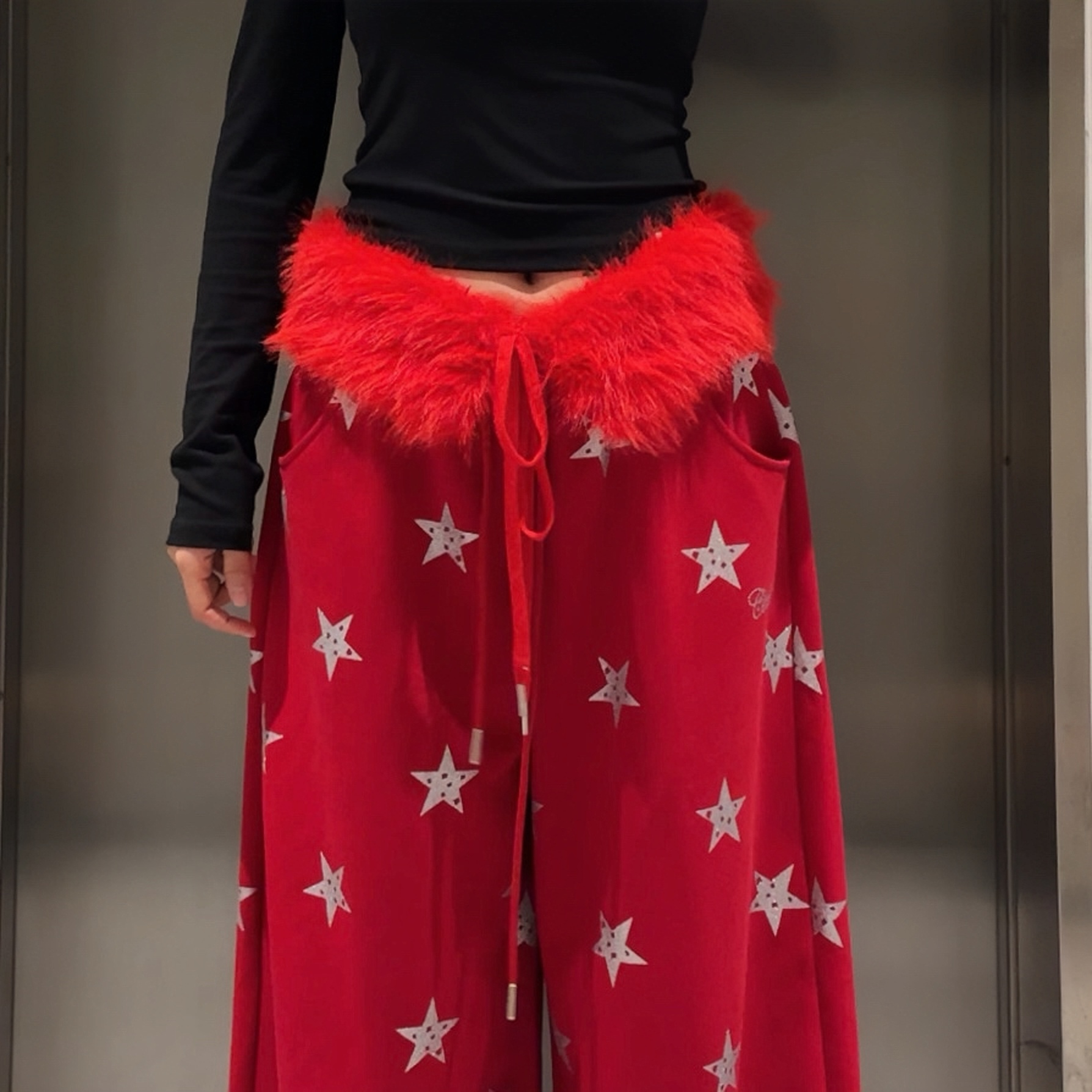 CBXLAB街舞潮牌毛绒翻腰腰带辣妹设计感毛茸茸可爱配饰