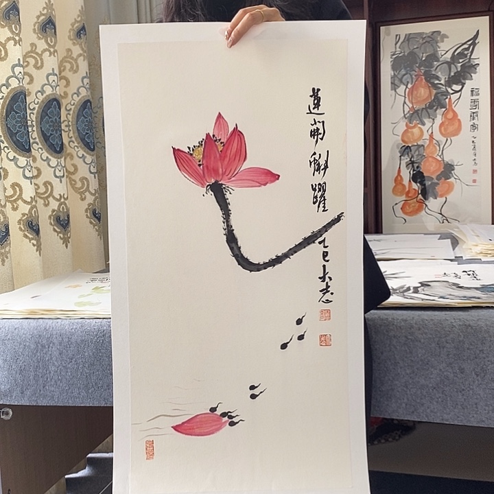 国画纯手绘国画写意作品34*68