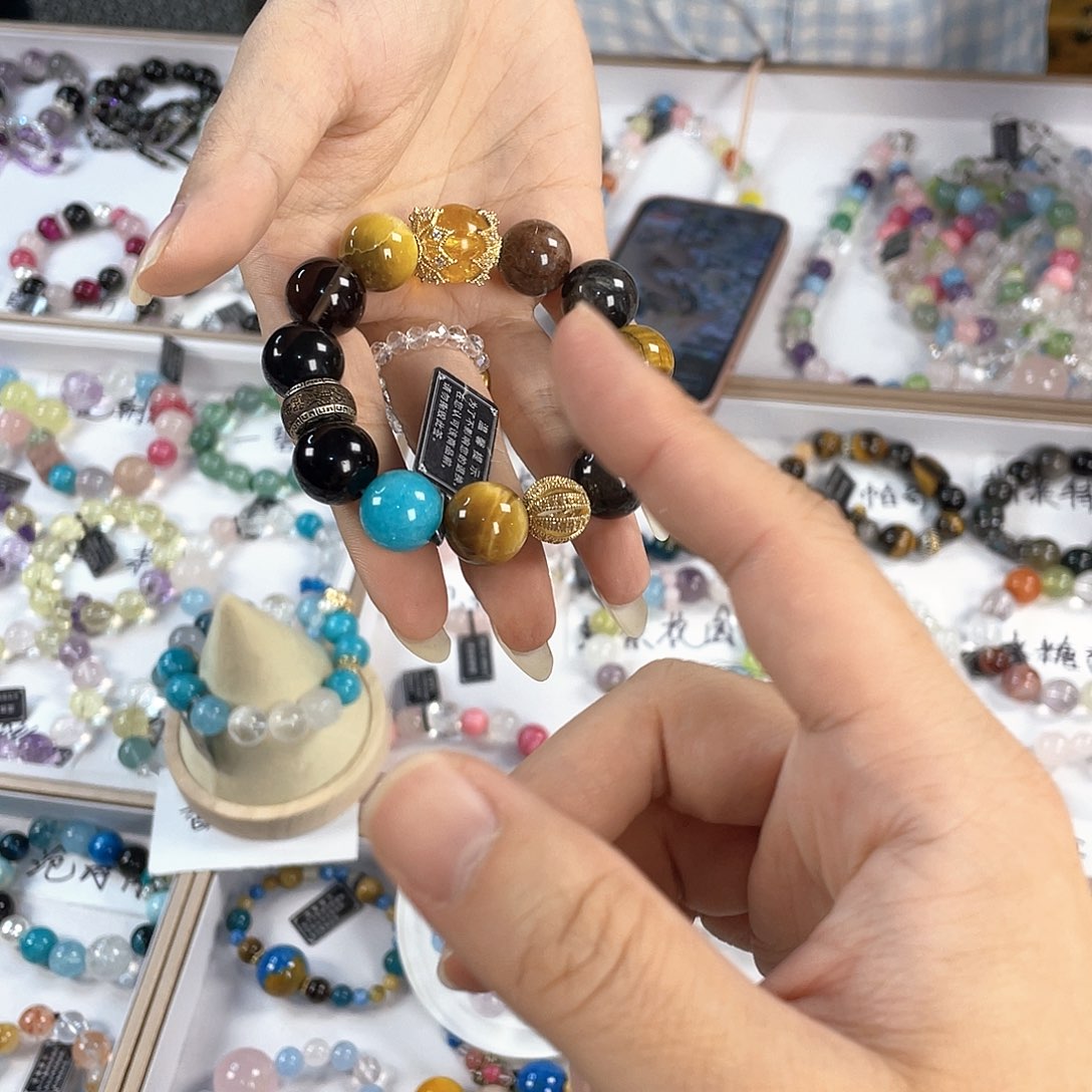 水晶手链银S925镀金镶嵌