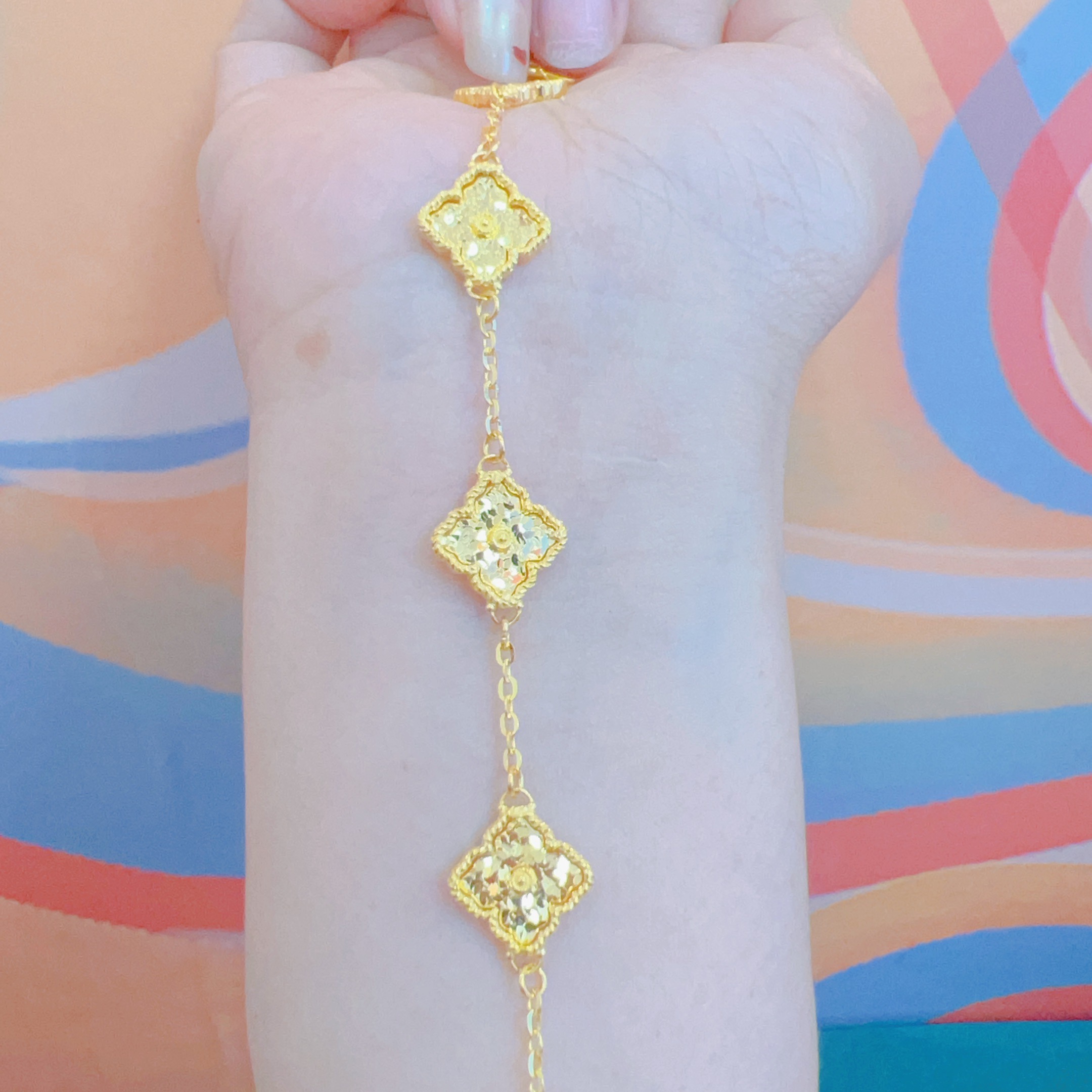 足金999碎冰冰方布家精品黄金手链5G时尚百搭黄金手链2849