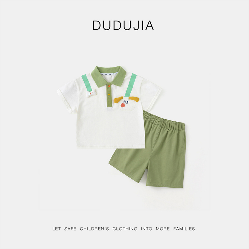 【7A抑菌】儿童POLO领套装夏嘟嘟家宝宝短袖短裤两件套男女童夏装