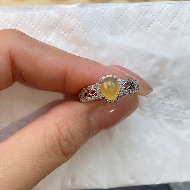昕****翡翠银S925镶嵌戒指蛋面
