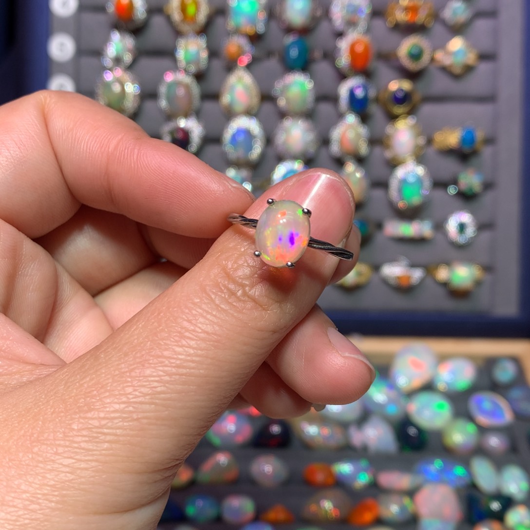 欧泊戒指款式银S925镶嵌