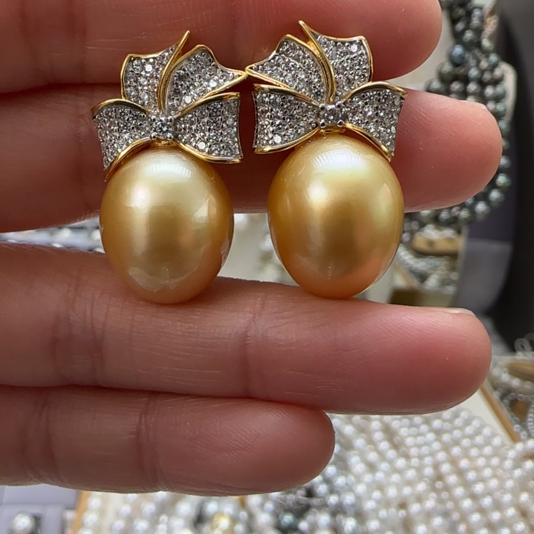 海水珍珠耳饰银S925镶嵌