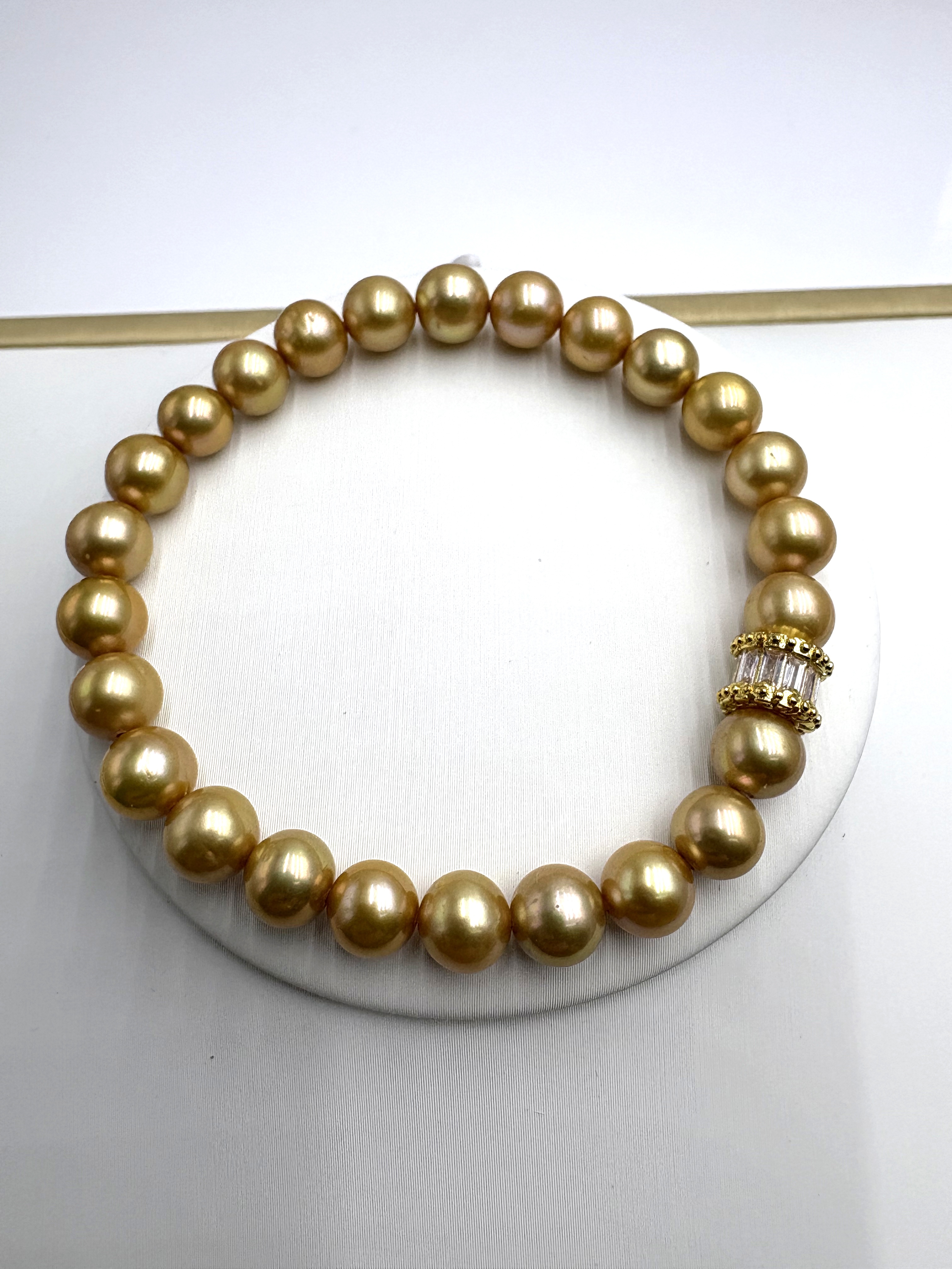 铜合金手链  【飛梵•优选】6-7mm金色极强光微瑕百搭款手链0032