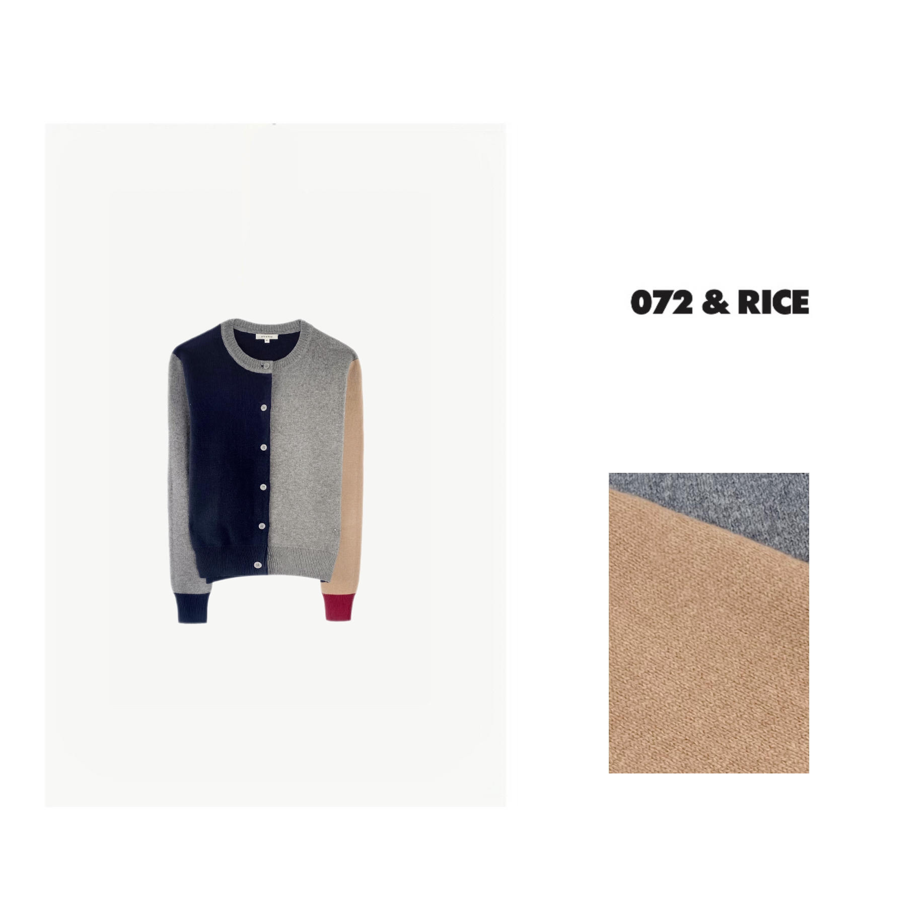 072 & RICE【高材生】休闲圆领单排扣长袖针织开衫 JH063 FF126