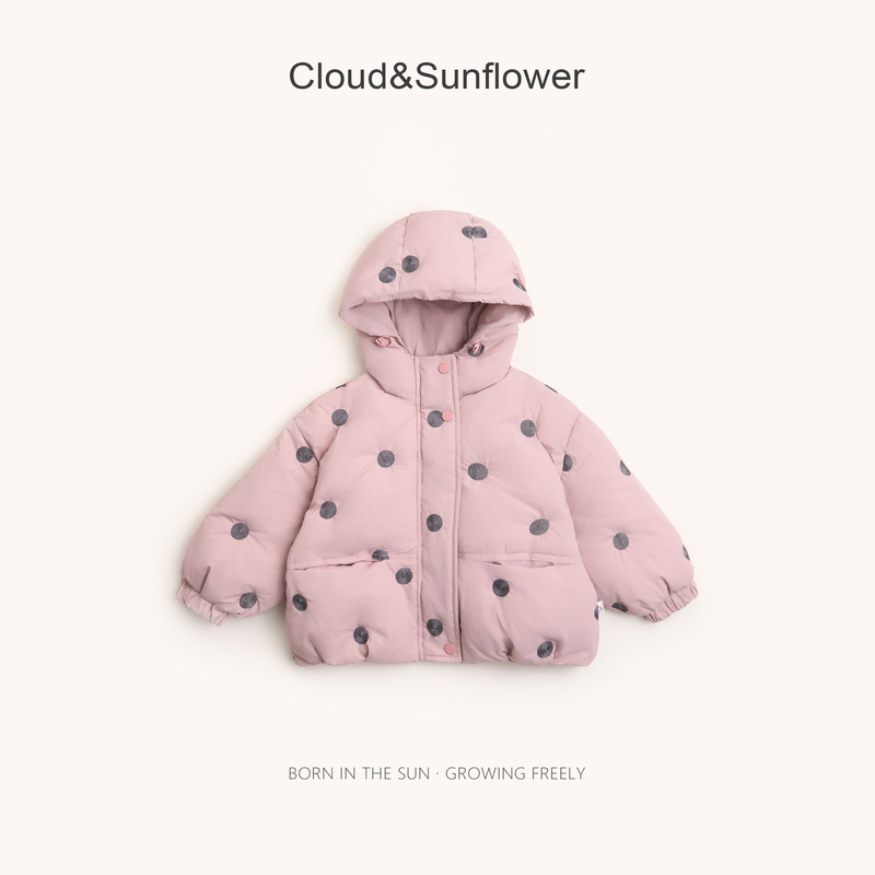 【云朵小葵】女童冬季新款爆款洋气纯色波点两粒扣休闲棉服666262