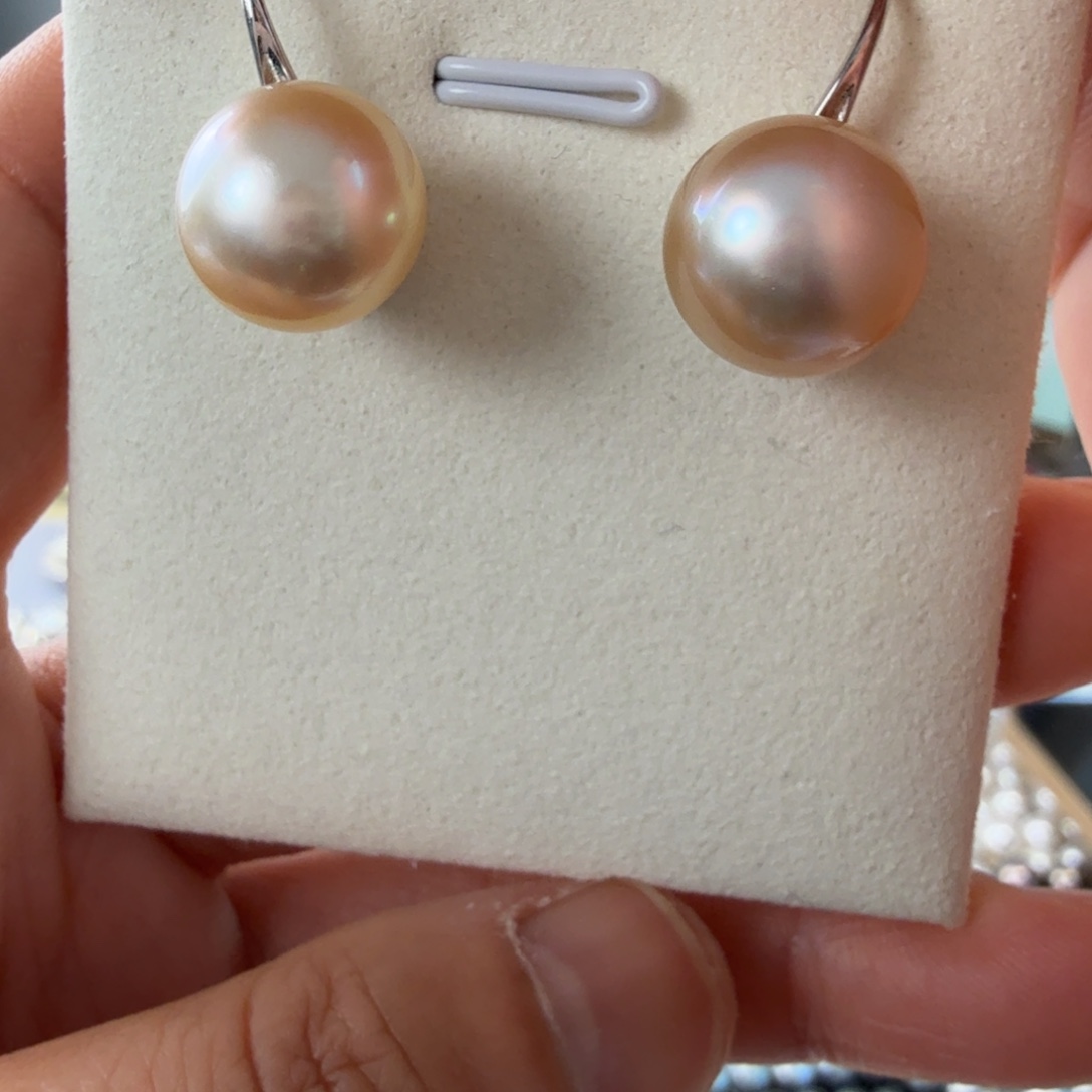 海水珍珠耳饰银S925镶嵌12