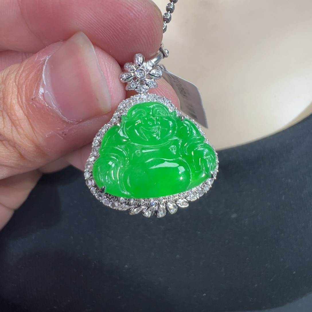 翡翠18K金镶嵌吊坠(不含链)