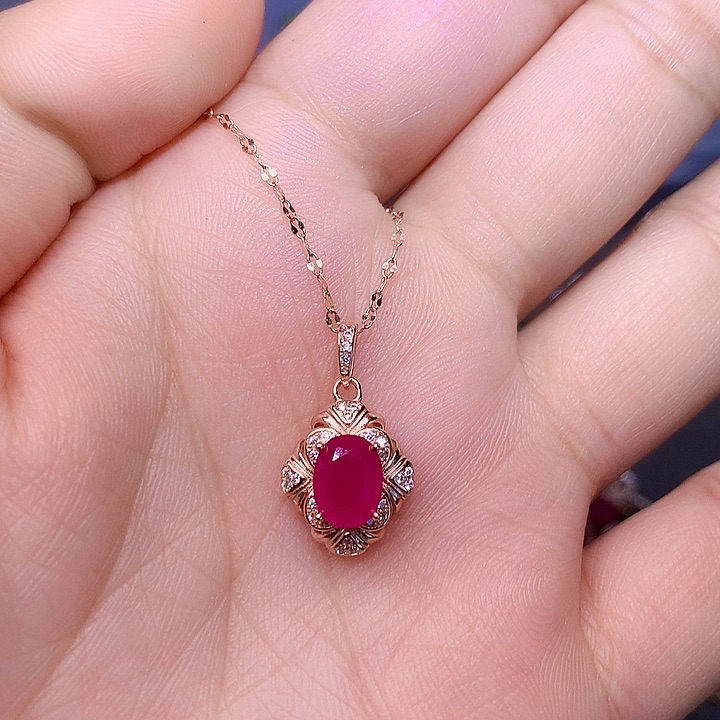 银S925镶嵌颈饰红宝石