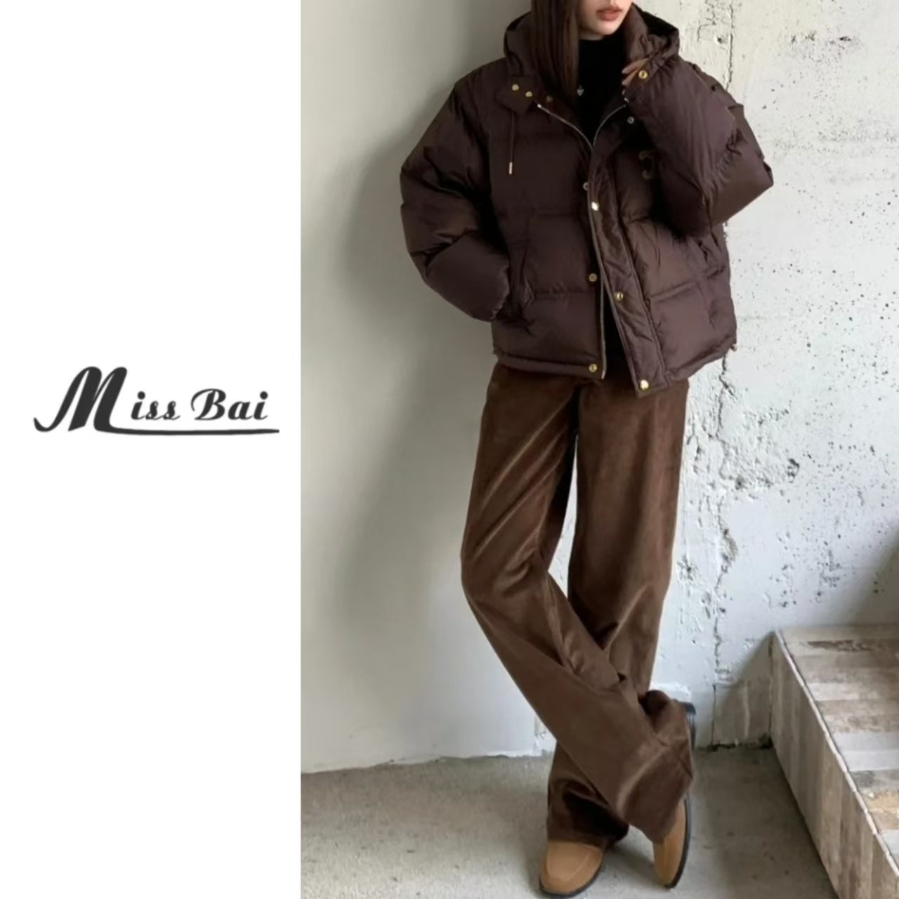 【白姐严选】—【可可女孩】035-可拆卸衣袖连帽短百搭时尚外套羽绒服