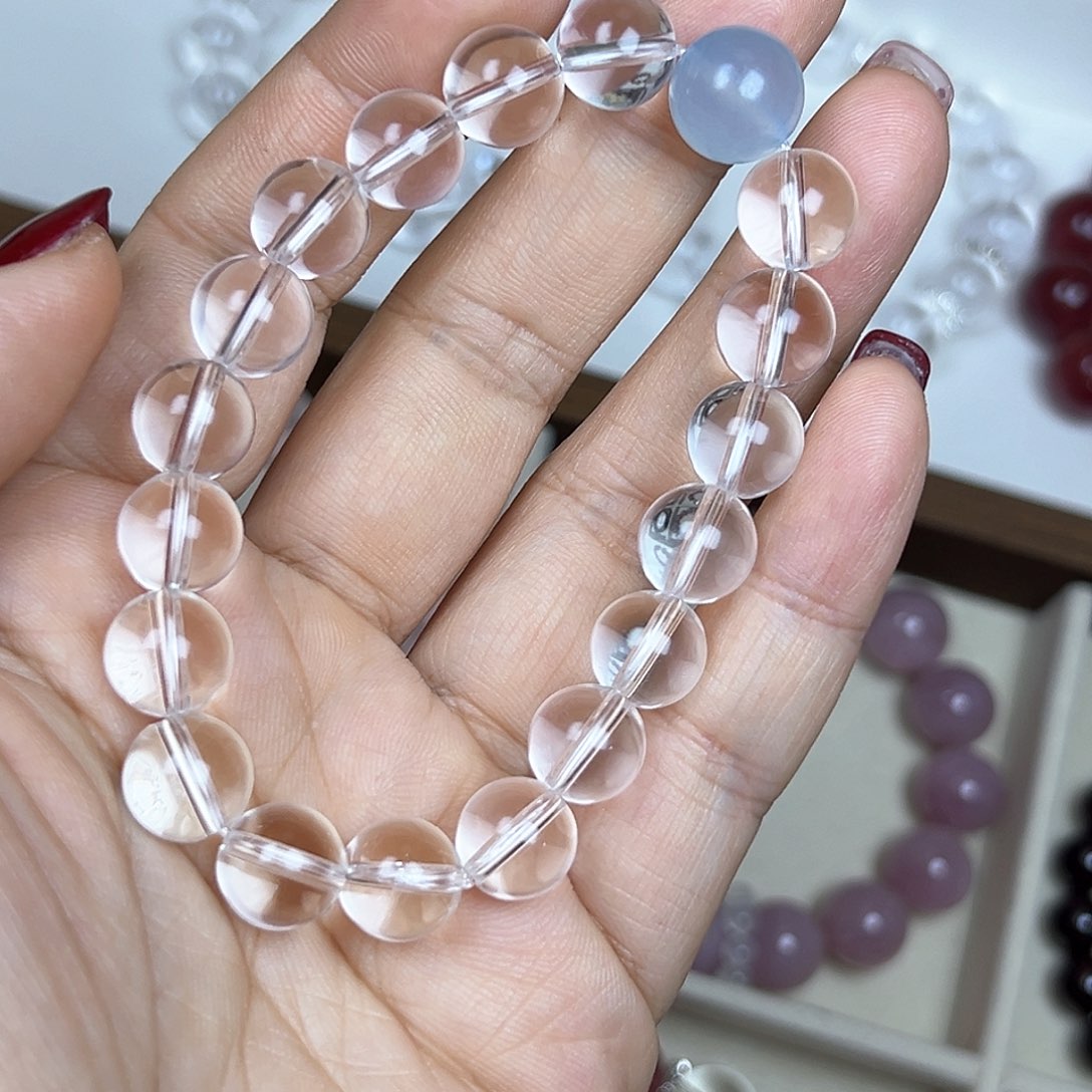 水晶手链未镶嵌摆*钟白水+海蓝宝