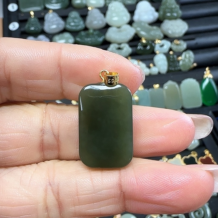 和田玉吊坠(不含链)银S925镶嵌