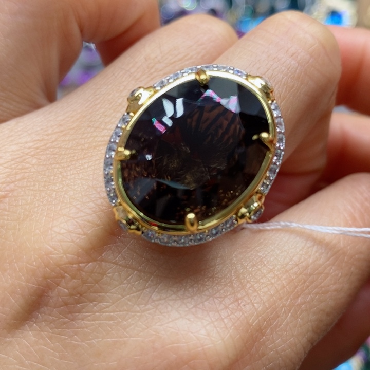 水晶戒指银S925镶嵌天然水晶戒指