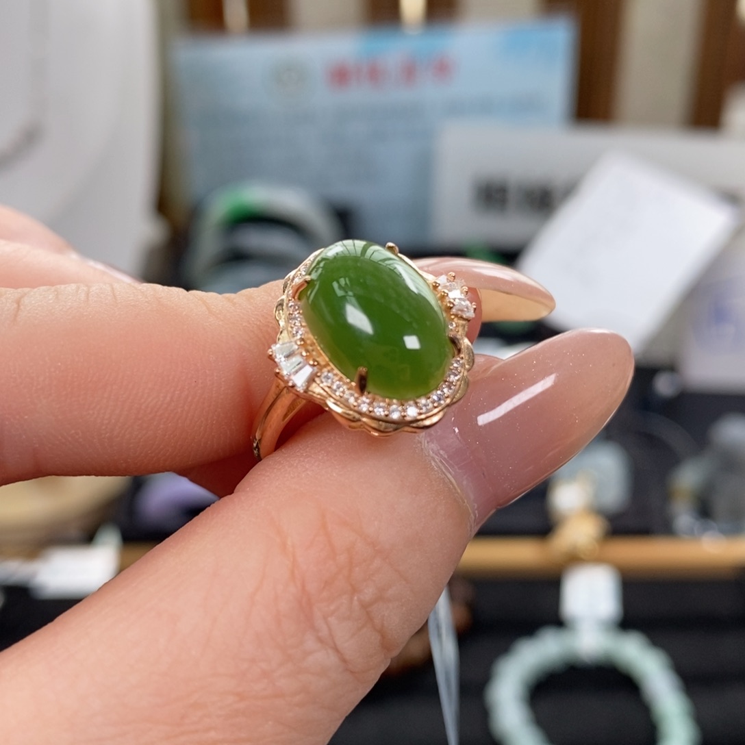 银S925镶嵌戒指和田玉