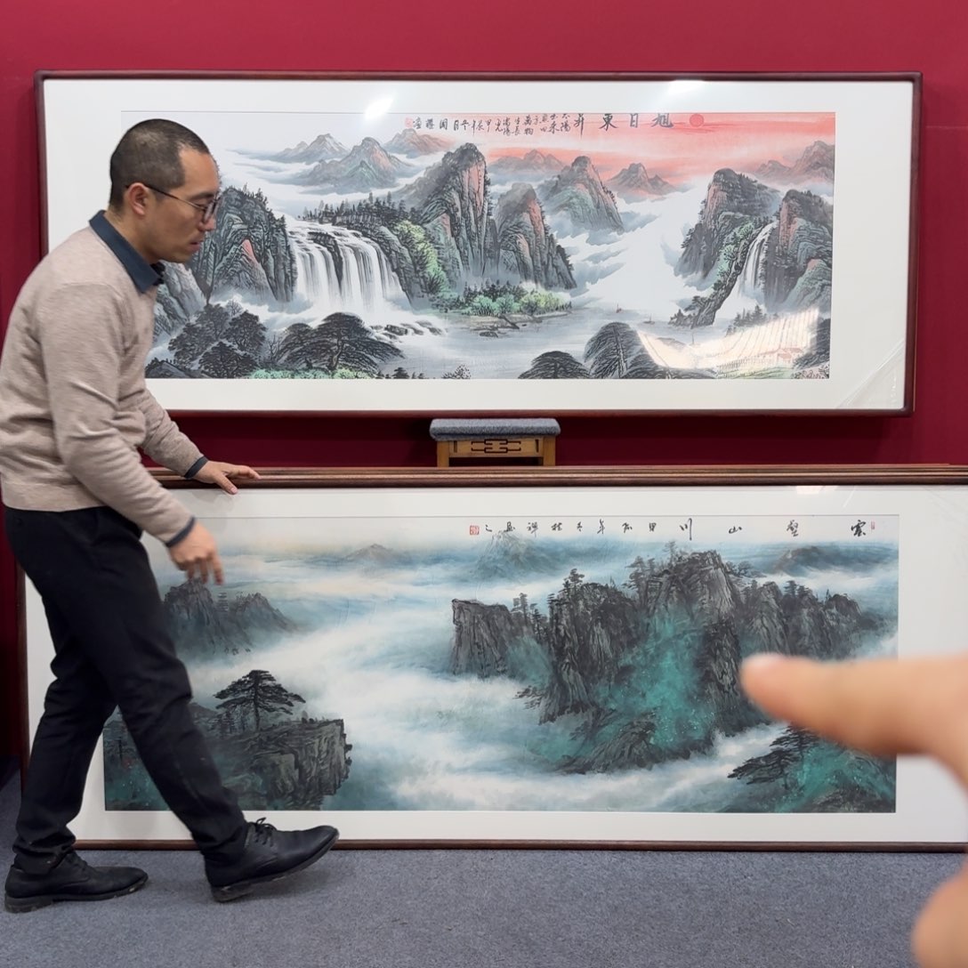 国画手绘作品带框