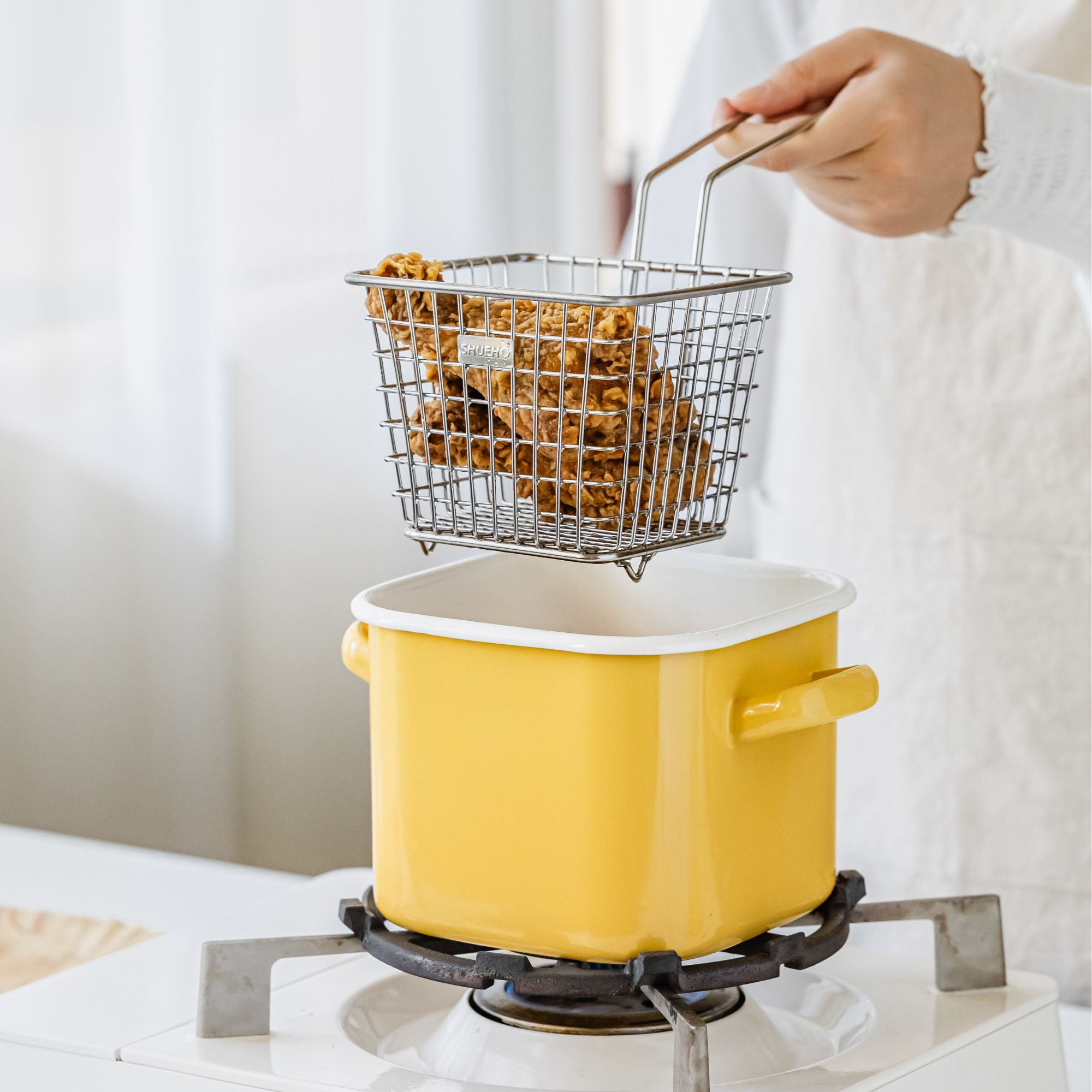 树可新品【大号】炸篮不锈钢方形沥油网家用油炸捞面网zb