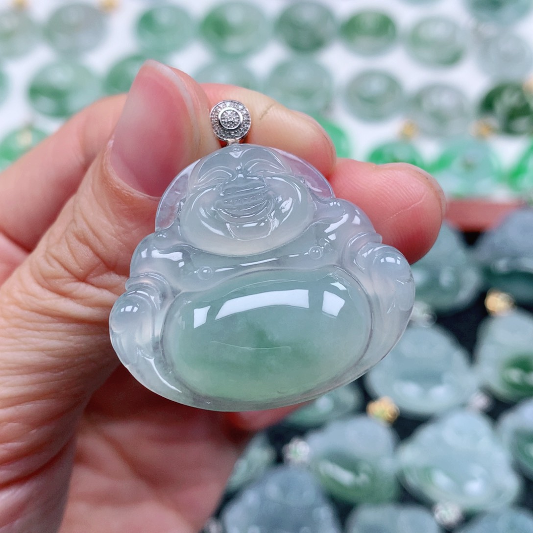 翡翠吊坠(不含链)18K金镶嵌