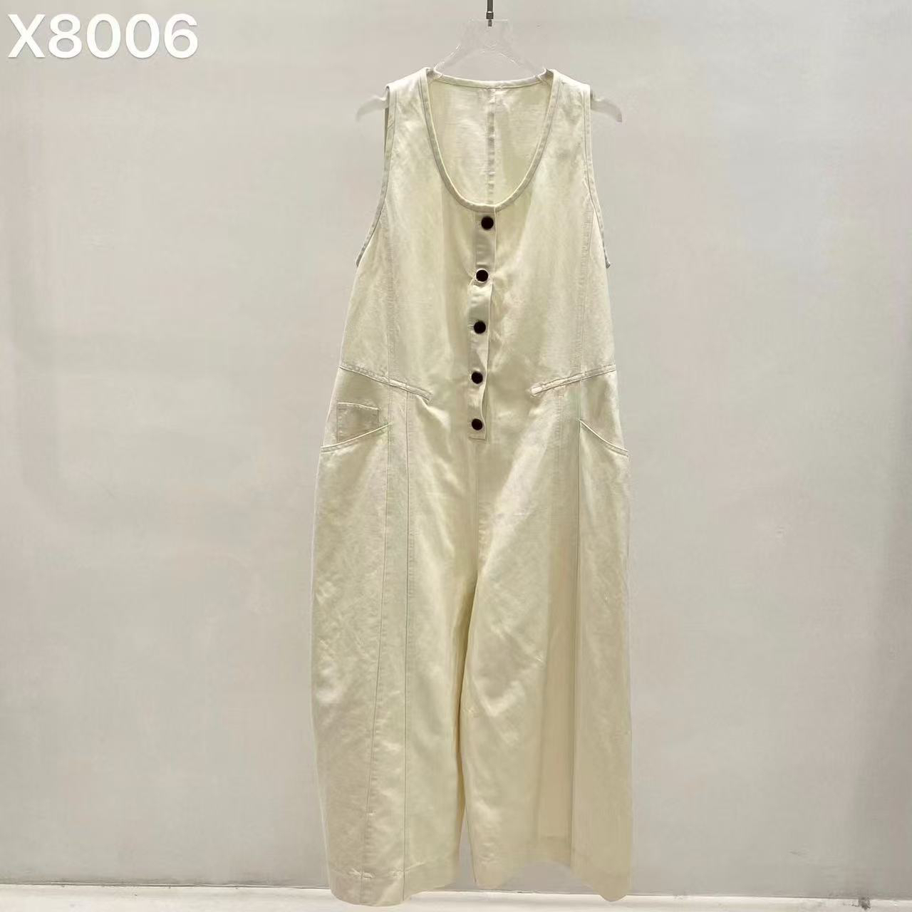 南油he亚麻工装连体裤女复古时尚无袖背心显瘦