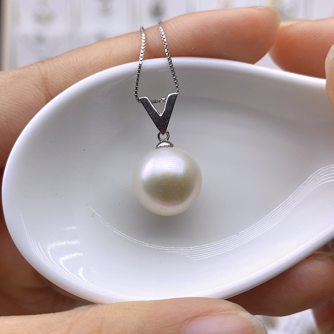 淡水珍珠银S925镶嵌吊坠(赠链)