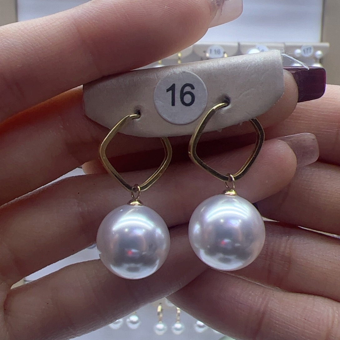 淡水珍珠耳饰18K金镶嵌